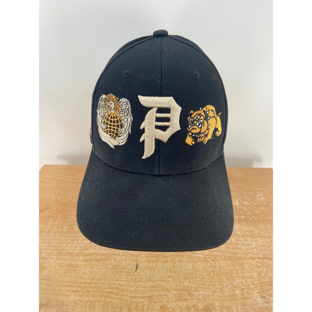 Primitive Skateboarding Mens Black Multi Logo Embroidered Snapback Hat Cap Alpha